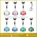 Silver White Pink Blue Green Opal Surgical Steel Belly Button Ring Jewelry